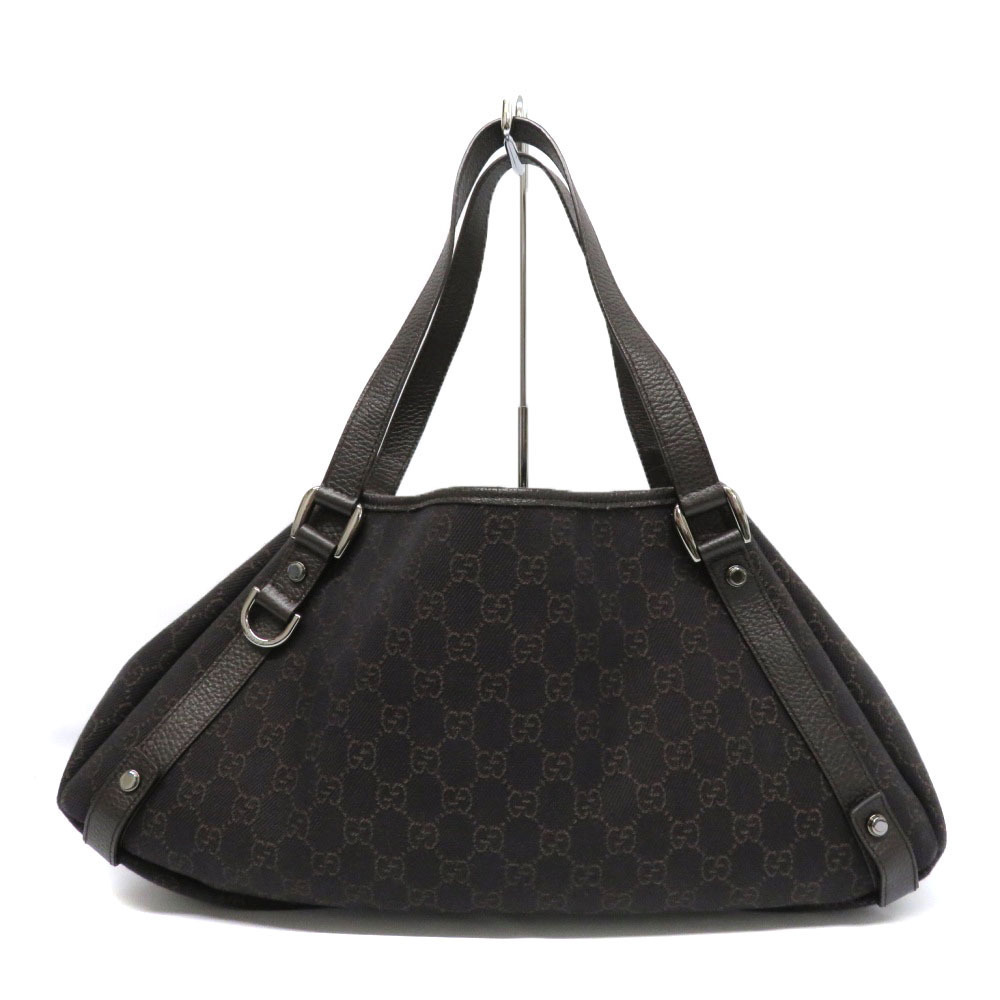 GUCCI Tote Bag Canvas Black Brown